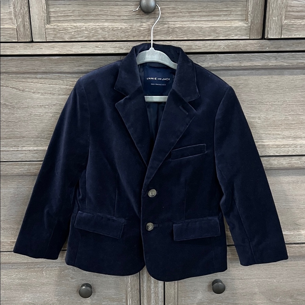 Janie and Jack Boys' Navy Velvet Blazer
